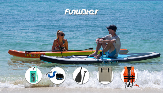 Funwater SUP accessories include waterproof phone case and paddle for your inflatable paddle board