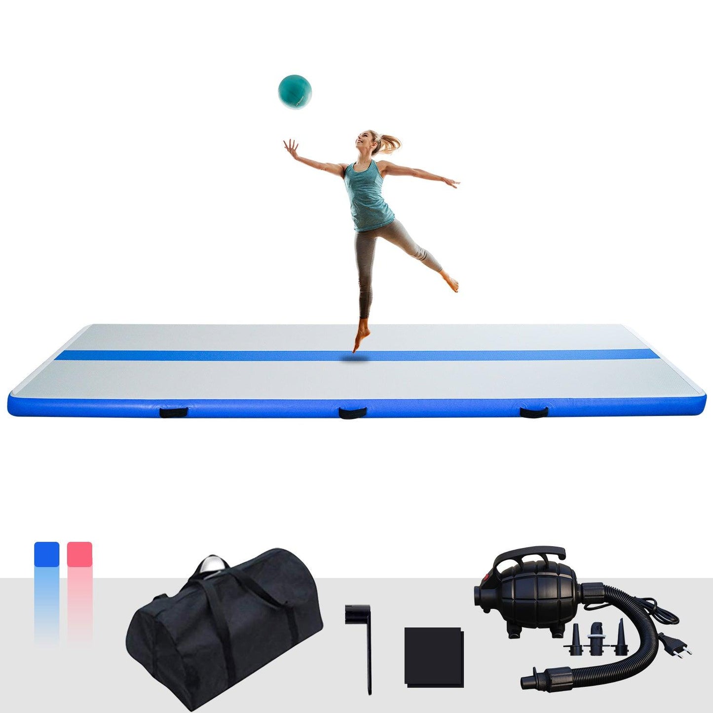 Inflatable Gymnastics Mat with Pump Blue - FUNWATER SUP CA