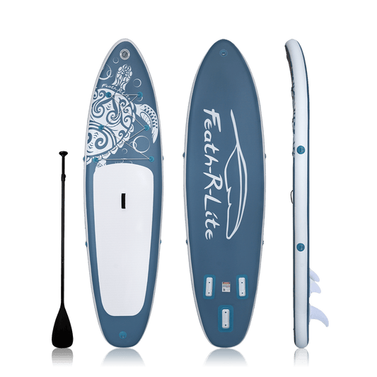 Feath-R-Lite inflatable paddle board in canada comes with a single-blade paddle.