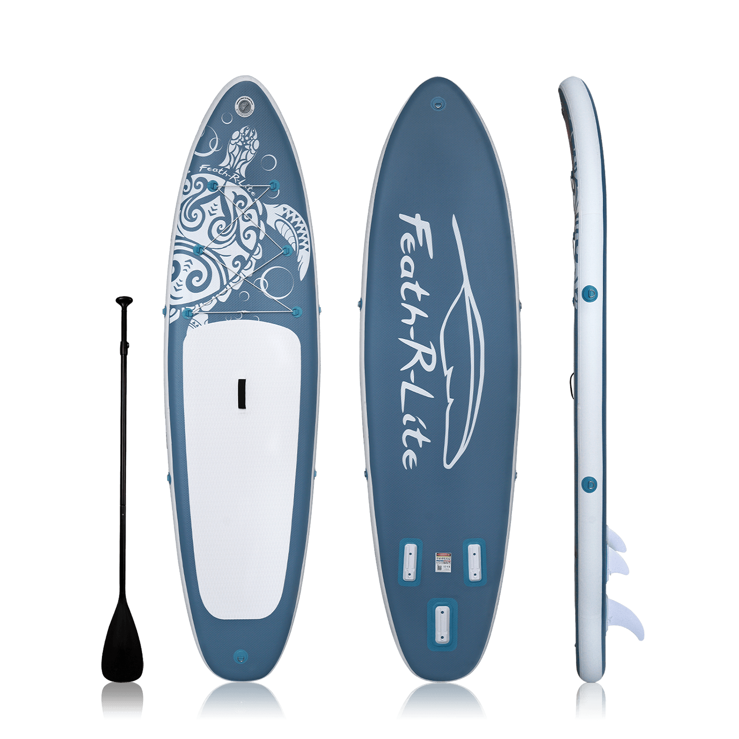 Feath-R-Lite inflatable paddle board in canada comes with a single-blade paddle.