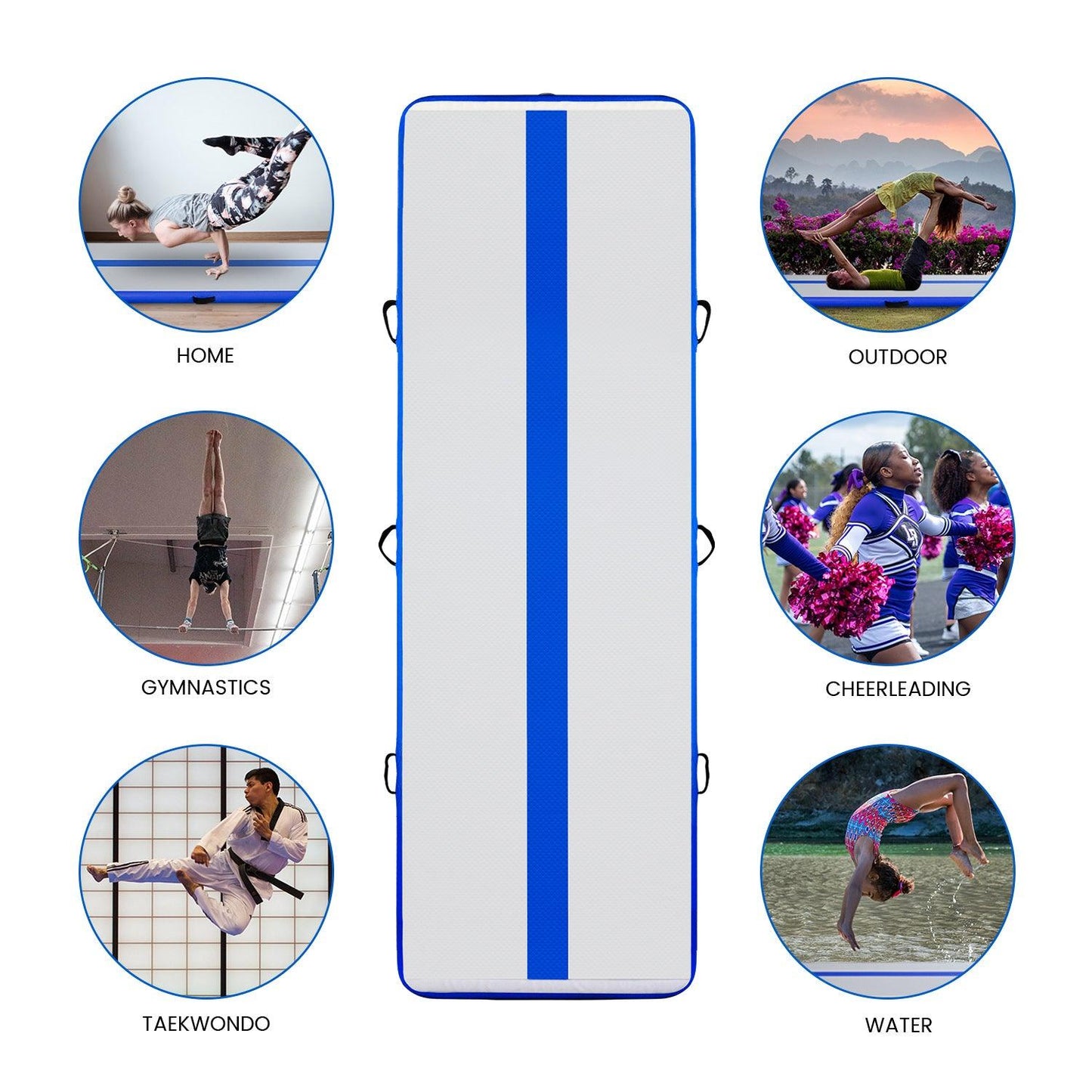 Inflatable Gymnastics Mat with Pump Blue - FUNWATER SUP CA