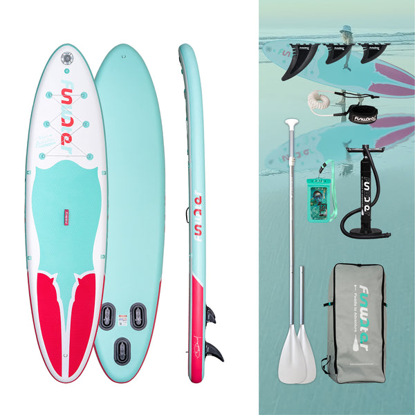 Inflatable paddle board accessories for Adults in canada comes with fins, waterproof phone pouch, pump, paddle