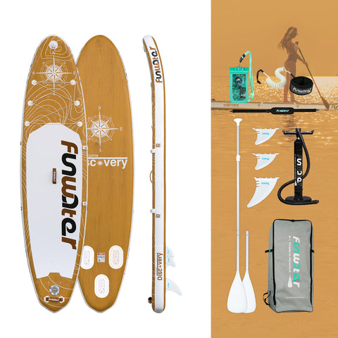 Funwater sup boards accessories comes with fins, waterproof phone pouch, pump, paddle