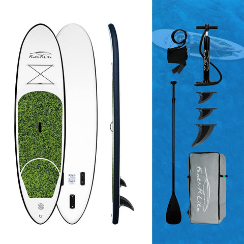 Feath-R-Lite SUP board accessories come with fins, pump, paddle