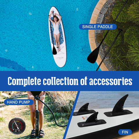 Funwater paddle board accessories colloction include: paddle, pump, fin