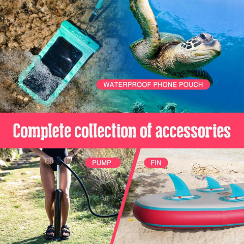 inflatable stand up paddle board accessories collection in canada include: waterproof phone pouch, pump, fin