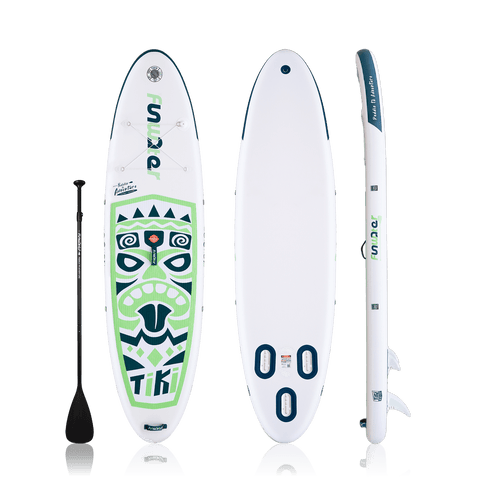 Funwater paddle board in Canada features new tiki god design,and comes with a single-blade paddle.