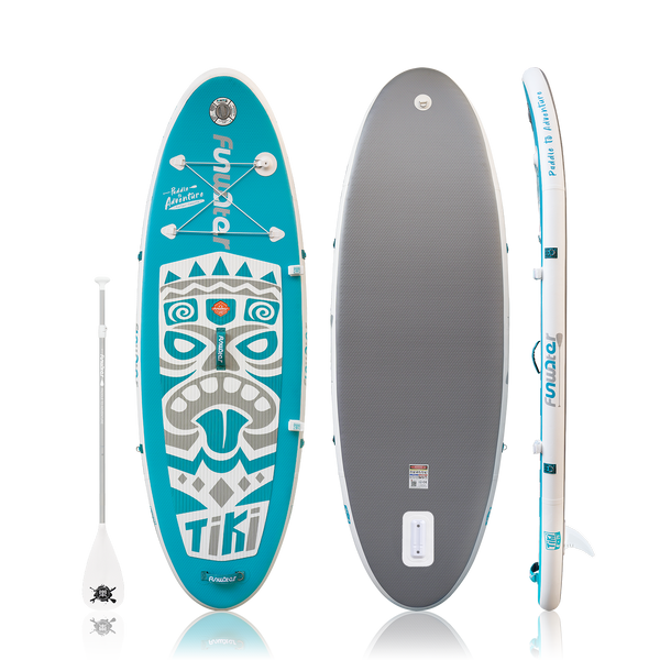 Funwater paddle board for kids comes with a single-blade paddle.