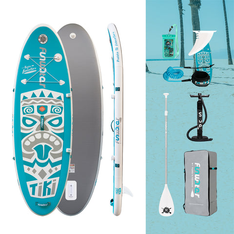 Funwater paddle board for kids accessories comes with fins, waterproof phone pouch, pump, paddle