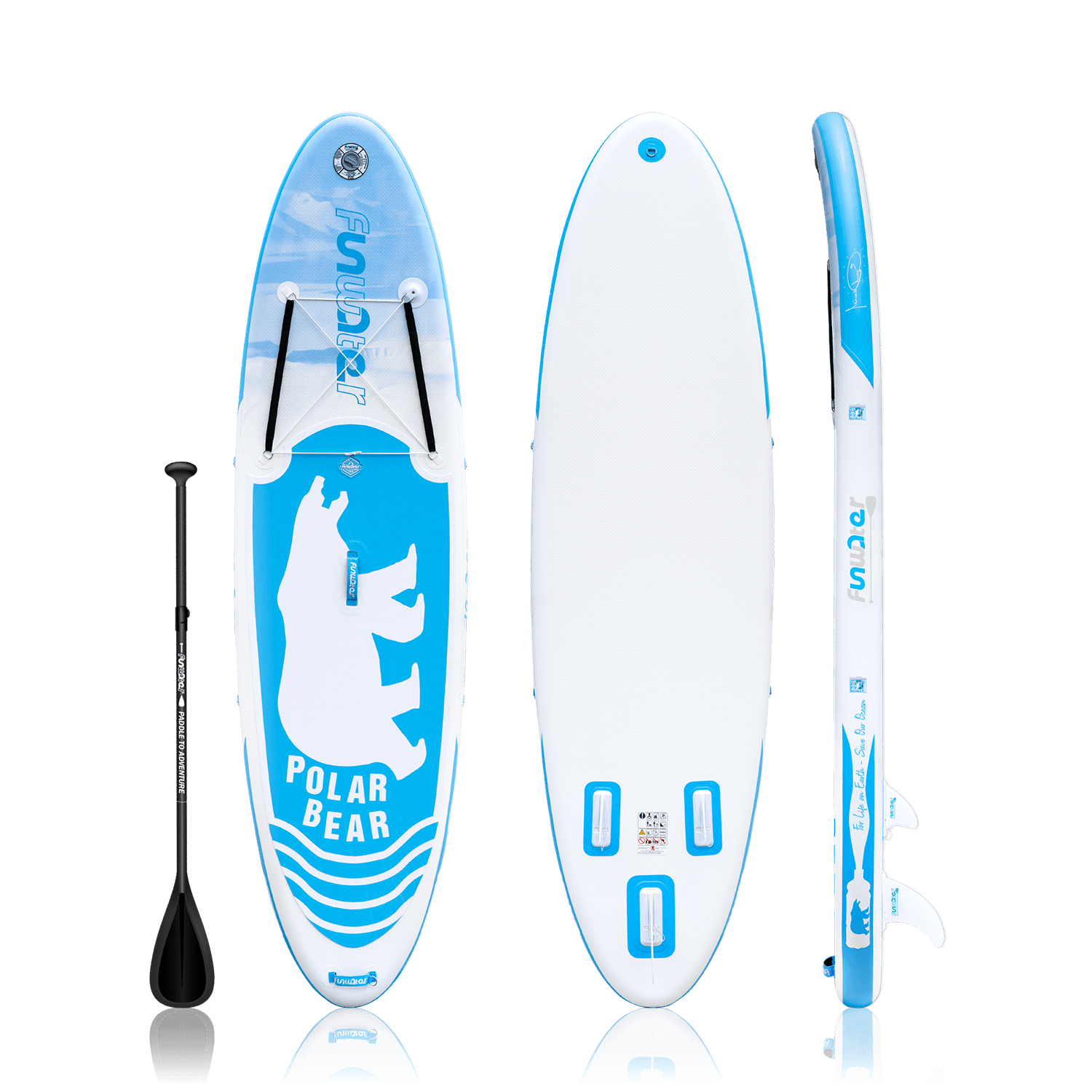 Light blue with write Polar Bear Paddle Boarding