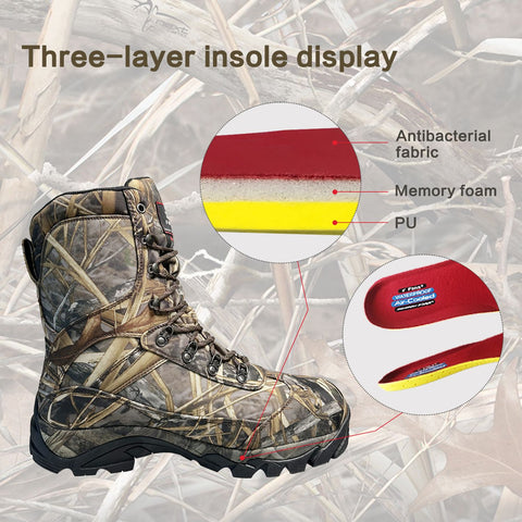 Each pair of hunting boots comes with a pair of very comfortable 3-layer memory foam insoles. 