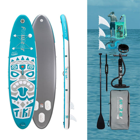 Funwater paddle board accessories comes standard fins,waterproof phone pouch,pump,paddle