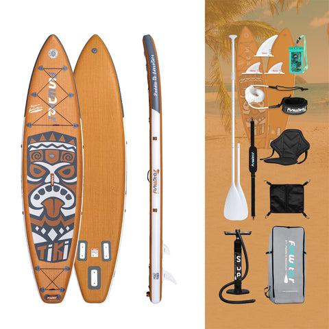 Inflatable stand up paddle board accessories in canada come with fins, waterproof phone pouch, pump, paddle