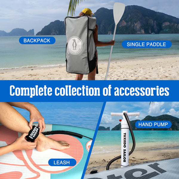 inflatable paddle board accessories for adults include: leash, paddle, pump