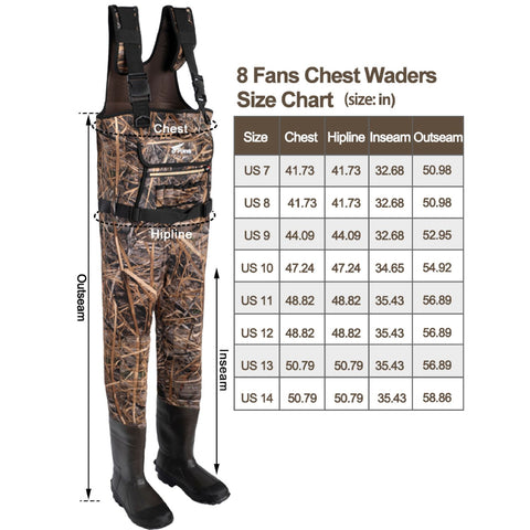 Hunting& Fishing Neoprene Chest Waders for Men & Women with Boots