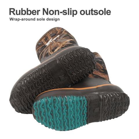 Breathable airmesh lining allows air to travel throughout camo rain boots