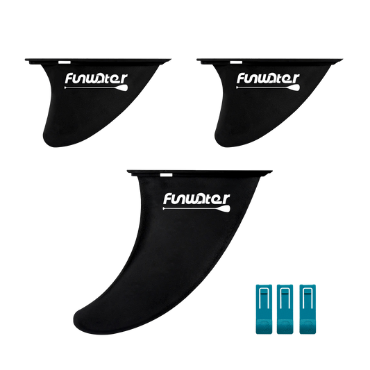 SUP fin set black fins includes 1 center fin 9" and 2 side fins 5"
