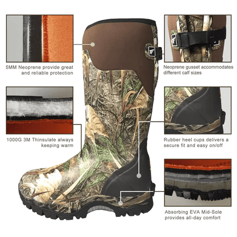 Insulated Rubber Hunting Boots(Timber 600g) For Adult - FUNWATER SUP CA