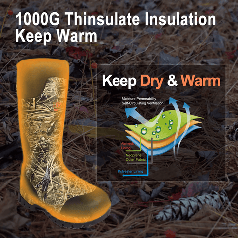 Rubber Hunting Boots With 1000g Thinsulate Insulation For Adult - FUNWATER SUP CA