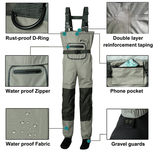 H-Back Chest Waders with Neoprene Stocking Foot - FUNWATER SUP CA