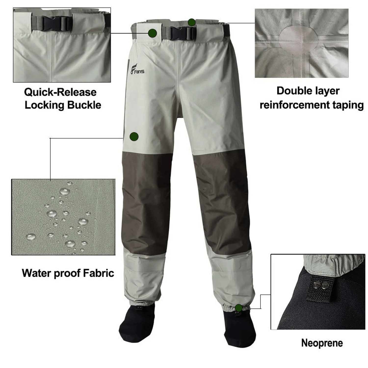 3-Layer Neoprene Stocking-Foot Pant Waders – FunWater SUP