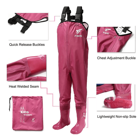 Waterproof Fishing Waders for Kids with Anti-Slip Boots - FUNWATER SUP CA