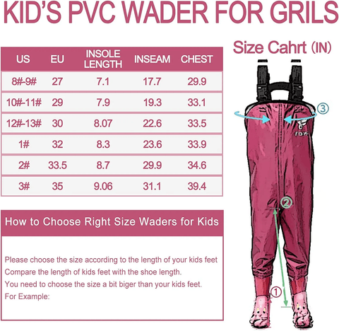 Waterproof Fishing Waders for Kids with Anti-Slip Boots - FUNWATER SUP CA