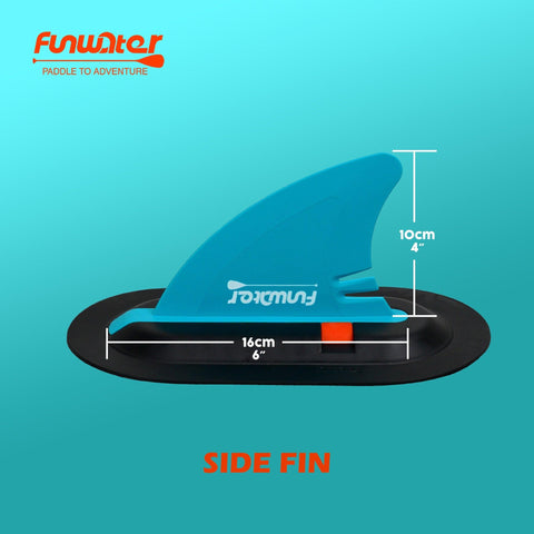 Inflatable paddle board fin is 4” high and 6