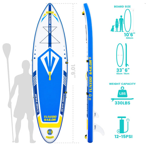 Tuxedo Sailor Paddle board for adults Size: 10'6