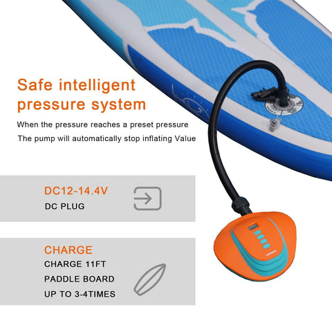 Funwater electric paddle board pump for stand up paddle board has automatically stop inflating value