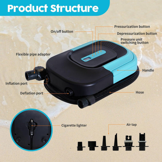 Funwater paddle board accessories include electric pump for sup to free your hands