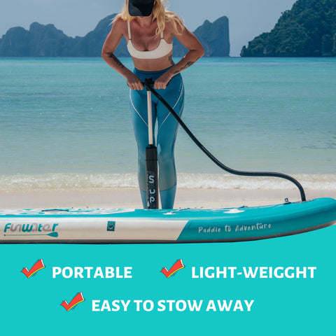 Funwater blow up paddle board is lightweight and portable SUP accessories