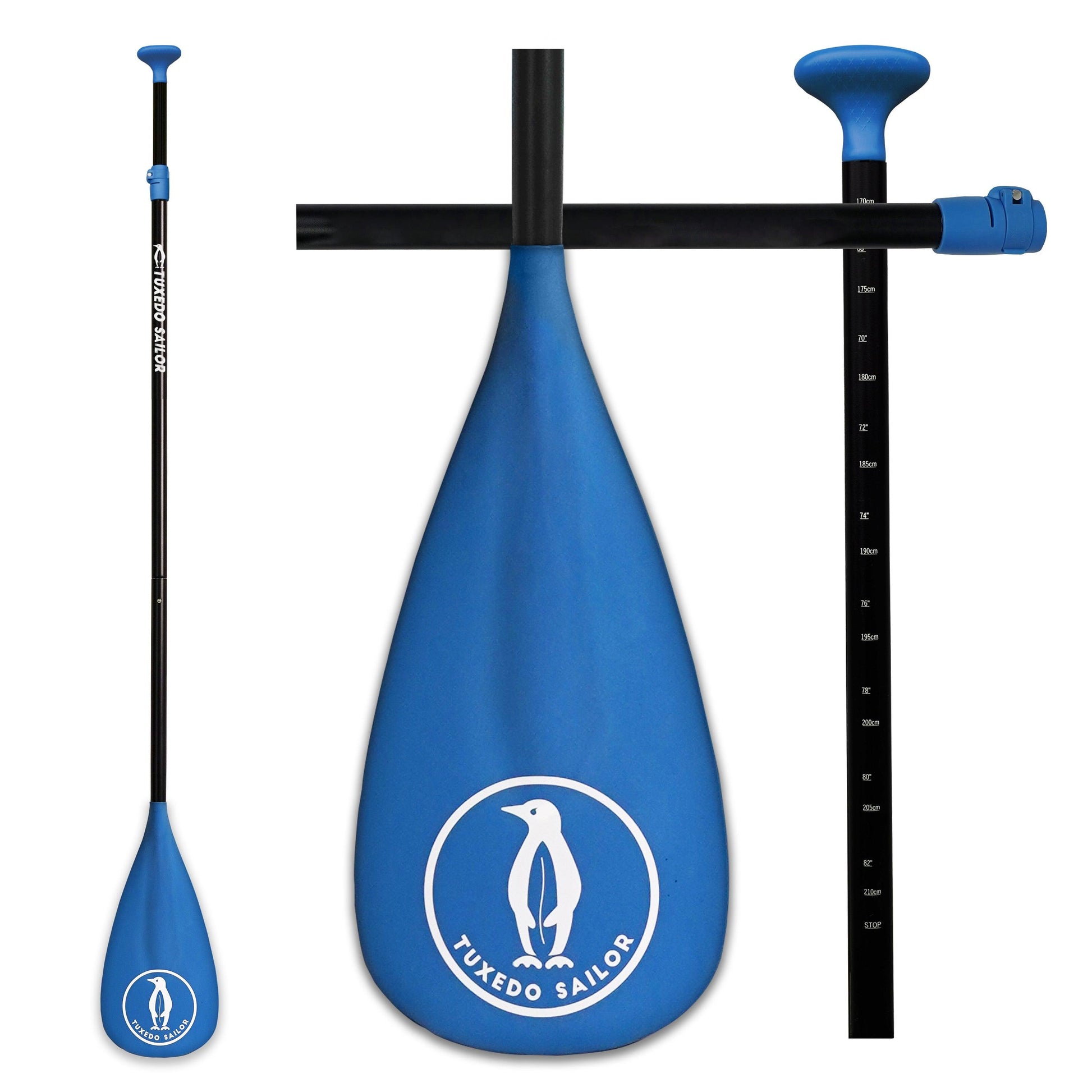 Tuxedo Sailor paddle for SUP board with fully carbon adjustable single blades.
